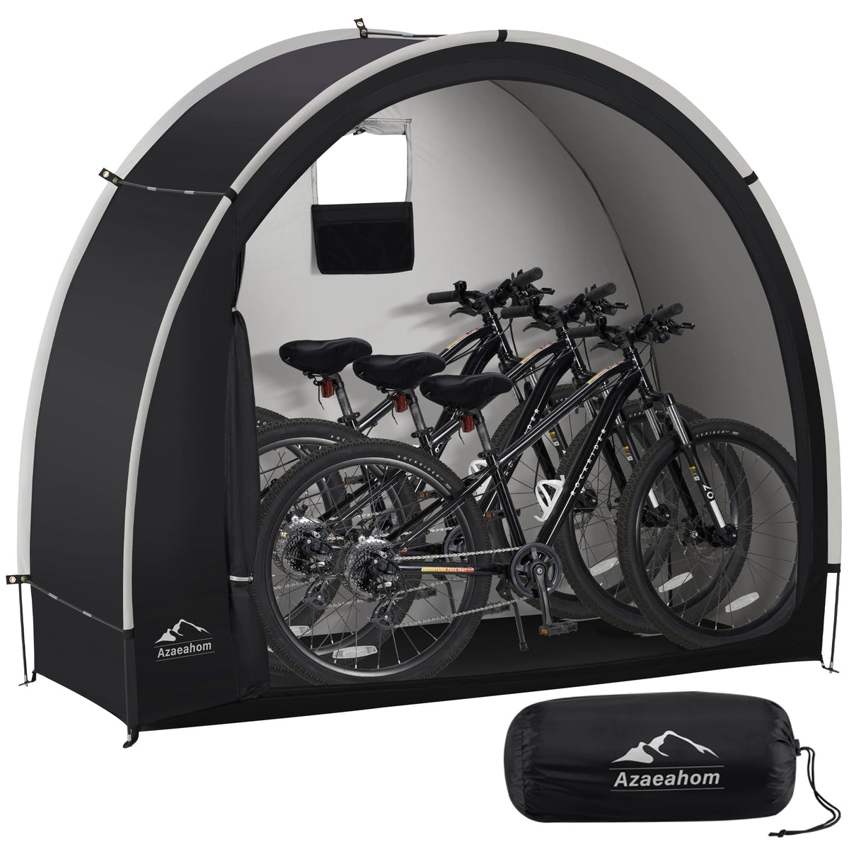 Azaeahom bike storage tent with rain protection keeps bicycles dry outdoors.