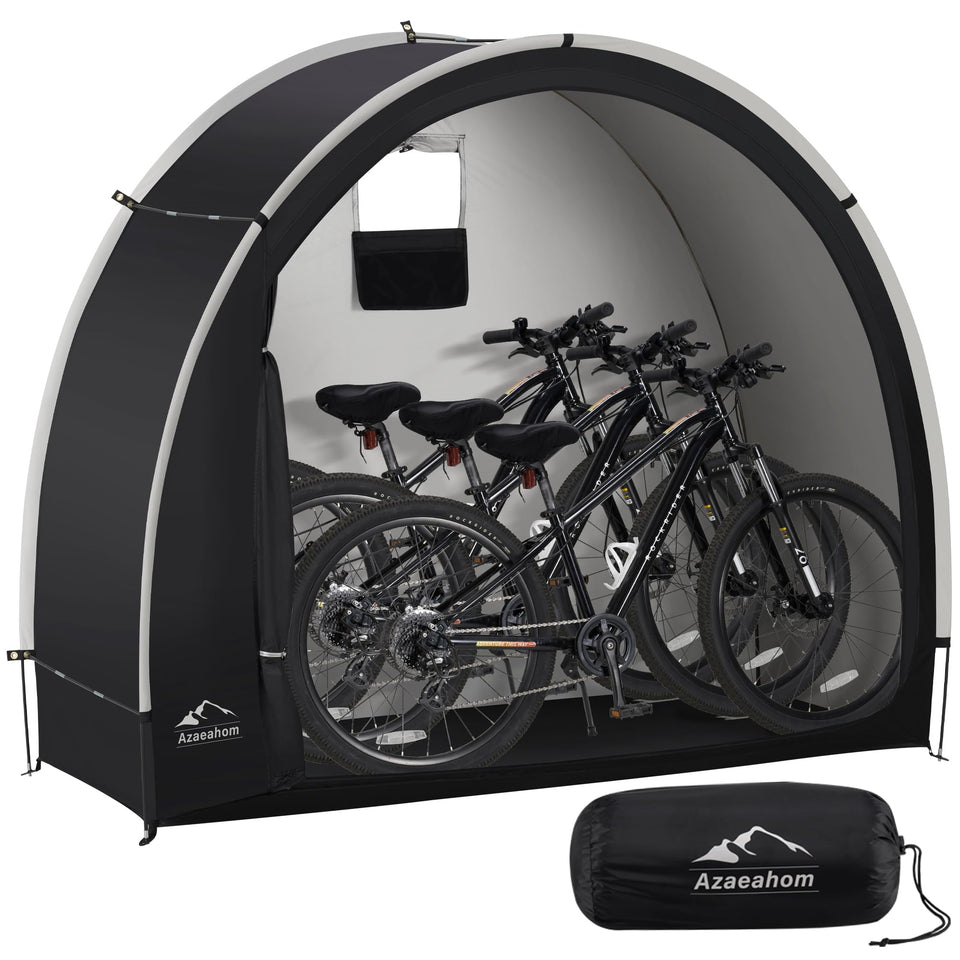 Azaeahom bike storage tent with rain protection keeps bicycles dry outdoors.