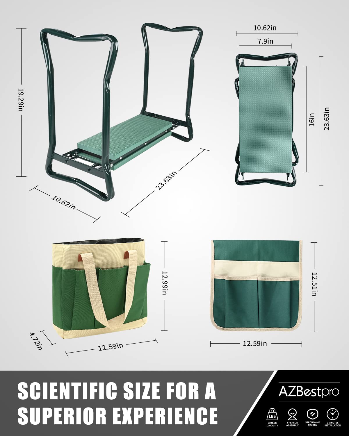 AZBESTPRO kneeler folds flat for easy transport.