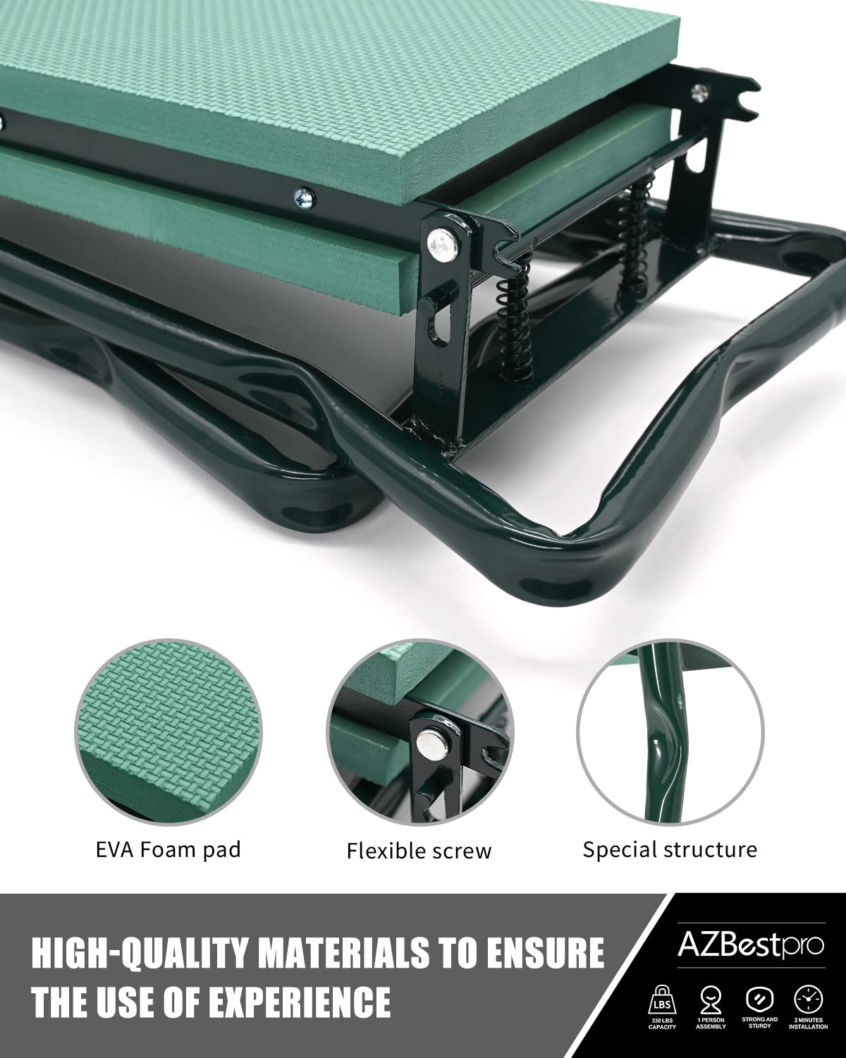AZBESTPRO bench supports up to 330 lbs for durability.