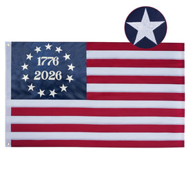 A-ZCOVER Betsy Ross flag 3x5 ft with embroidery for outdoor display.