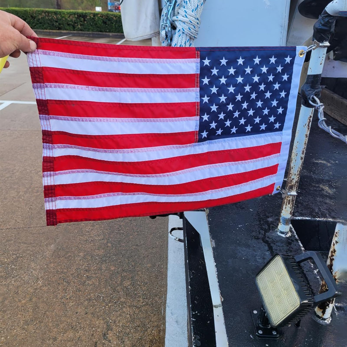 AZCOVER American flag 16x24 embroidered-stars showcase precision for outdoor display.