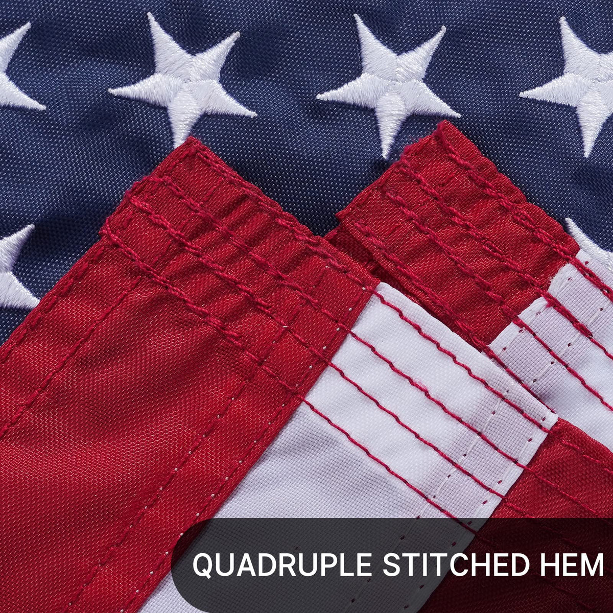 AZCOVER American flag 16x24 quadruple-stitched-hem endures wind with steady flutter.