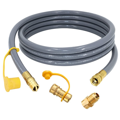 Azdele 12ft RV quick-connect natural gas hose for secure outdoor grilling setups