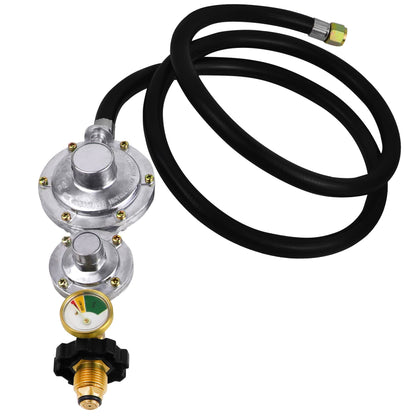 Azdele two-stage propane regulator with hose for steady flame control