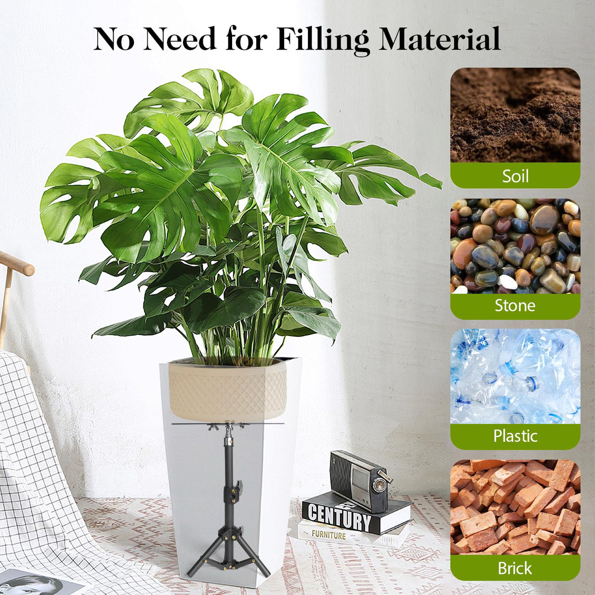 AZEAM risers with drainage holes promote proper watering and root health.