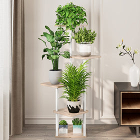 AZERPIAN indoor plant shelf supports heavier pots with anti-slip feet for floor protection