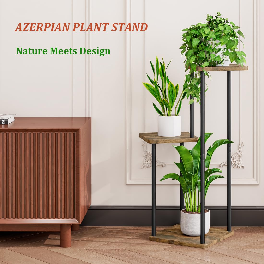 AZERPIAN plant shelf corner setup demonstrates easy assembly and versatile display.