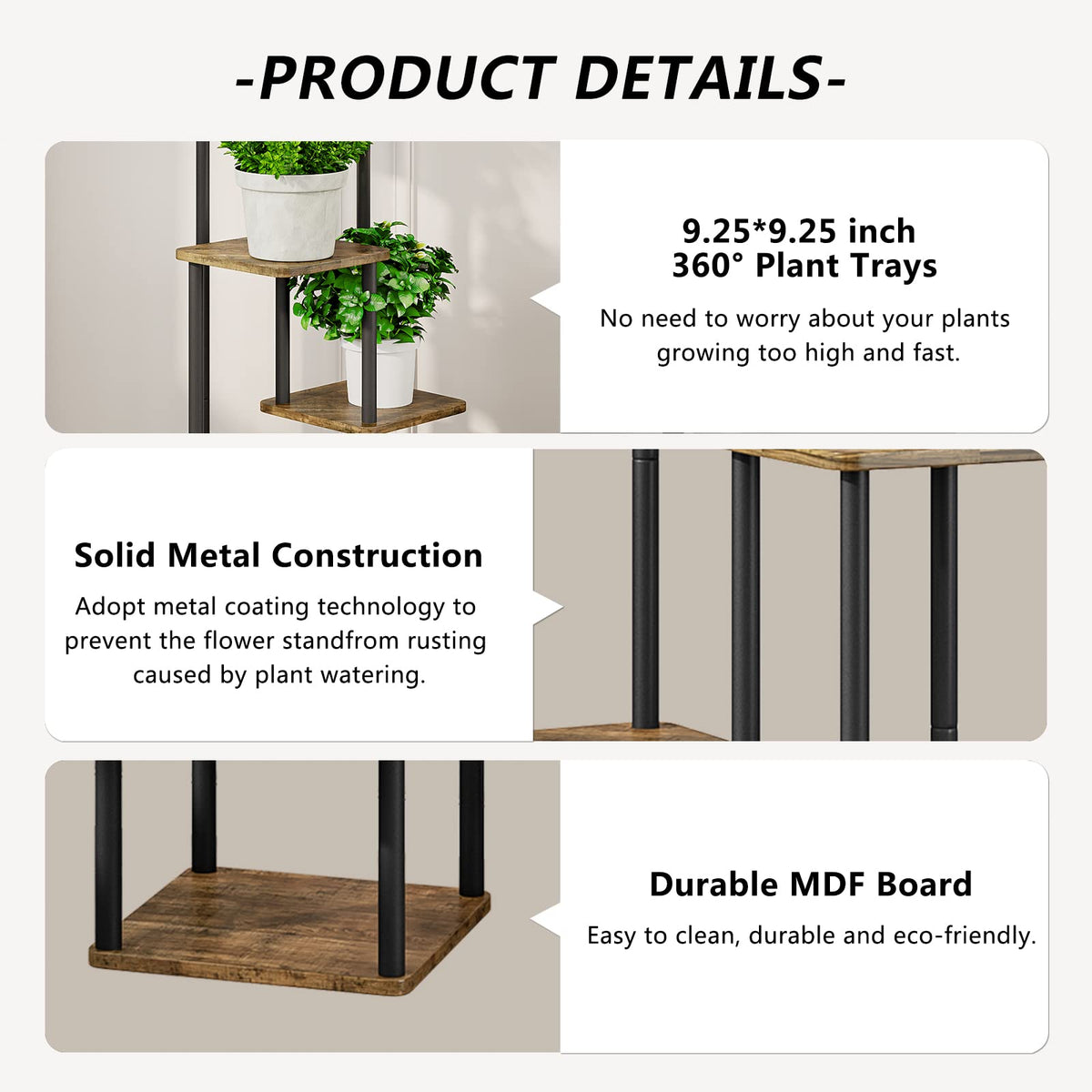 AZERPIAN 4-tier plant stand assembly kit demonstrates easy setup.