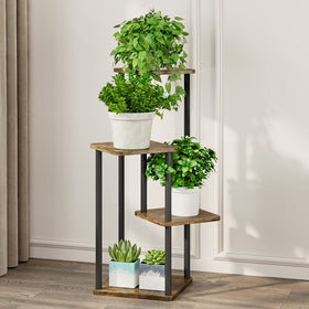 AZERPIAN 4-tier plant stand side view highlights compact corner footprint.