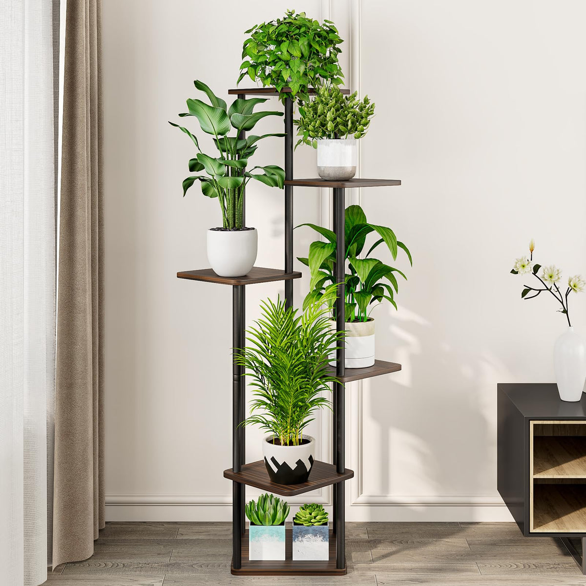 AZERPIAN 6-tier corner setup highlights versatile indoor plant display
