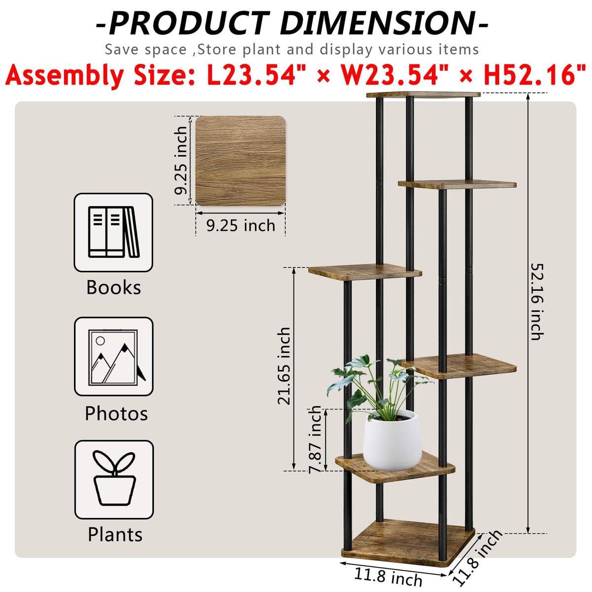 AZERPIAN plant stand features anti-slip feet to protect floors and stay stable.