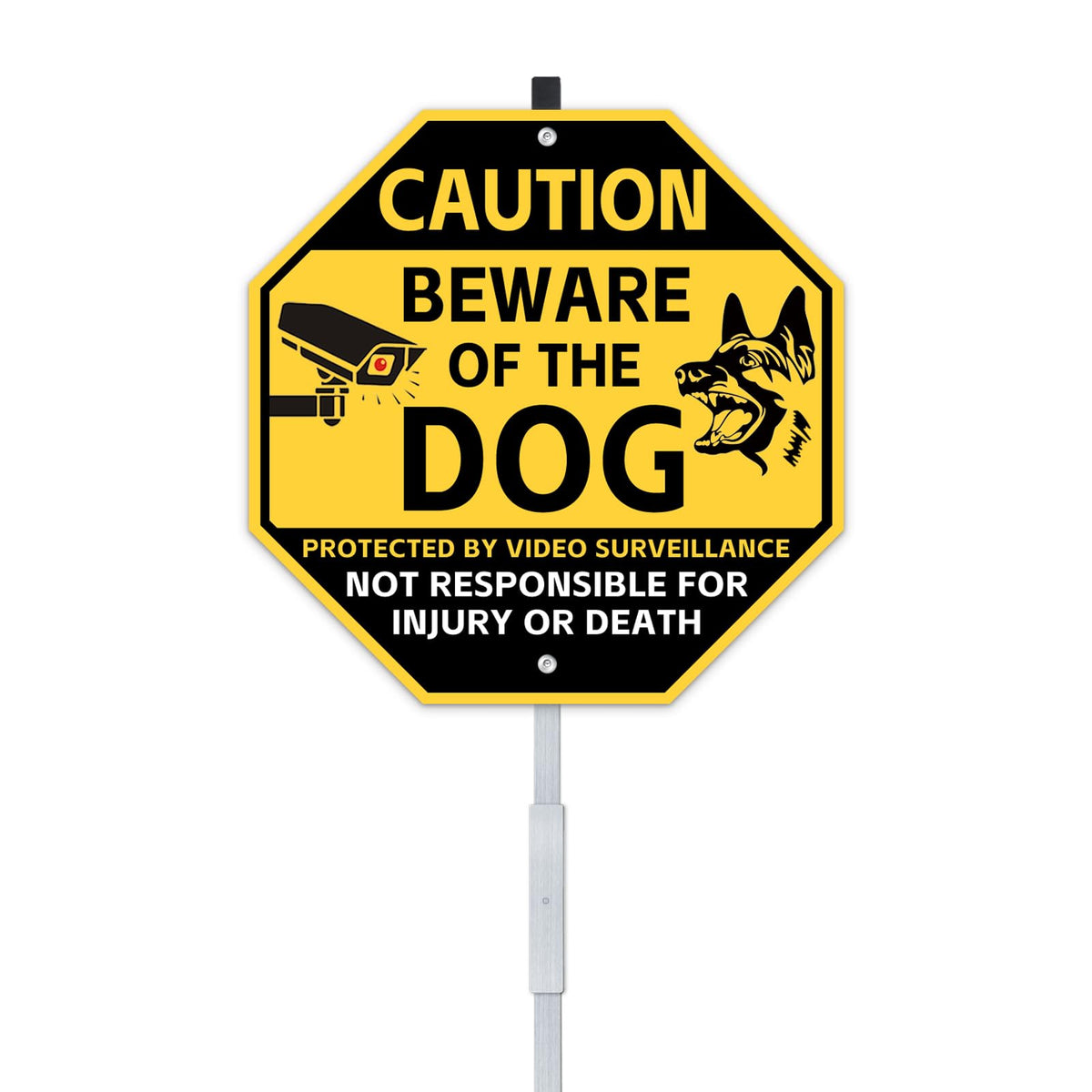 AzReference beware of dog sign on durable aluminum for yard visibility.