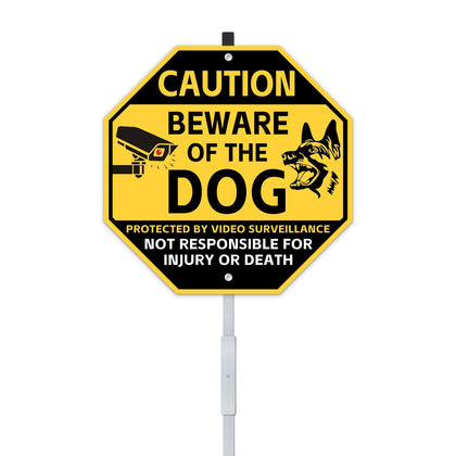AzReference beware of dog sign on durable aluminum for yard visibility.