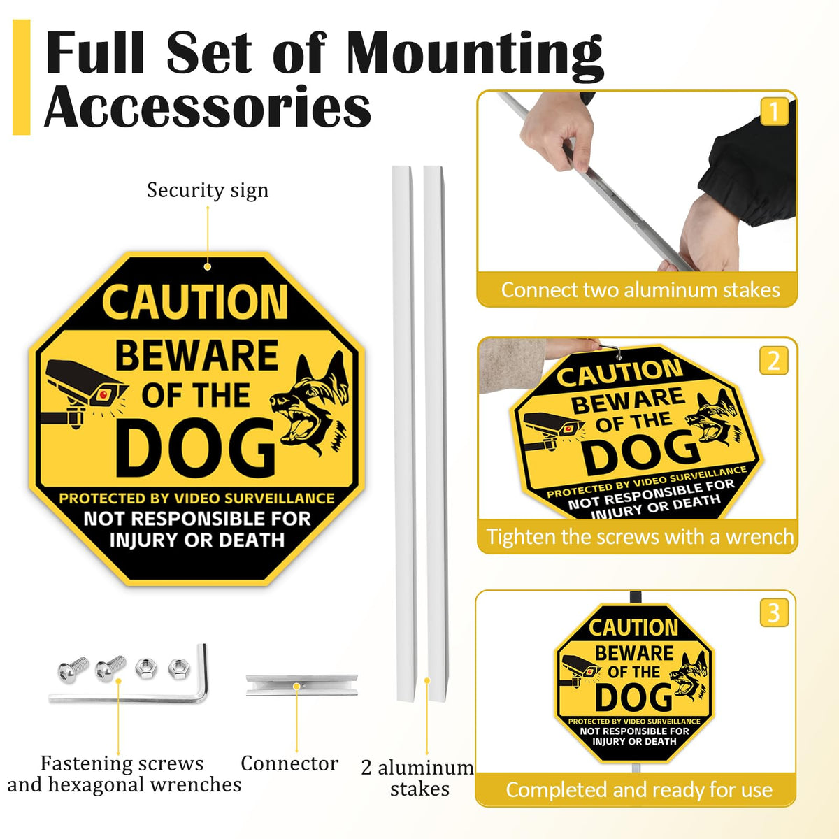 AzReference beware of dog sign installation showing pre-angled bottom edge.