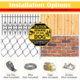 AzReference beware of dog sign includes screws and wrenches for quick assembly.