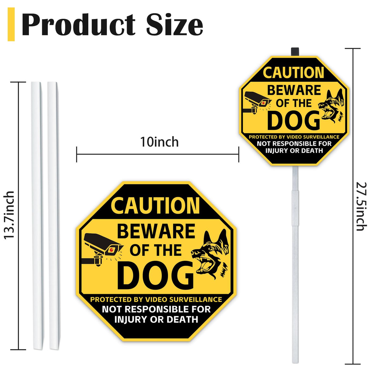 AzReference beware of dog sign with stake assembly for easy lawn mounting.