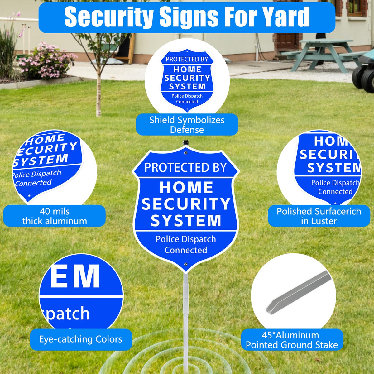 AzReference blue and white shield design stands out for visibility and warning.