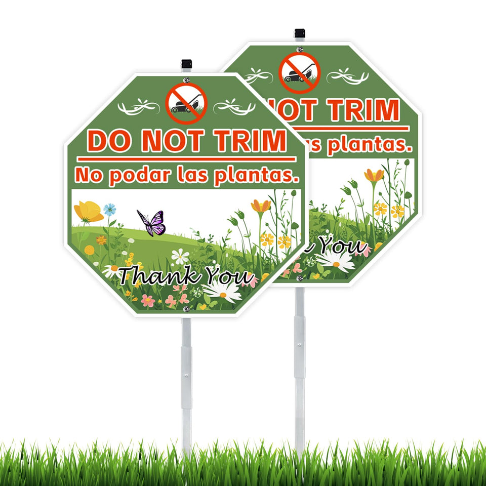 AzReference do-not-trim sign kit with stakes for quick lawn installation