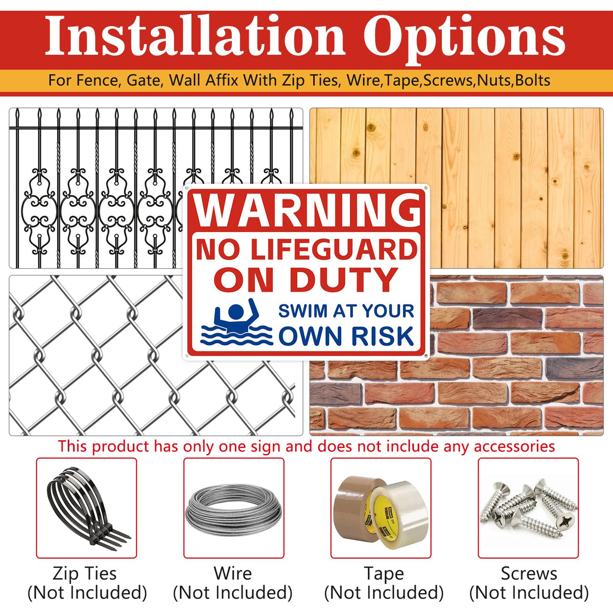 AzReference versatile sign suitable for pools, beaches, and water parks.