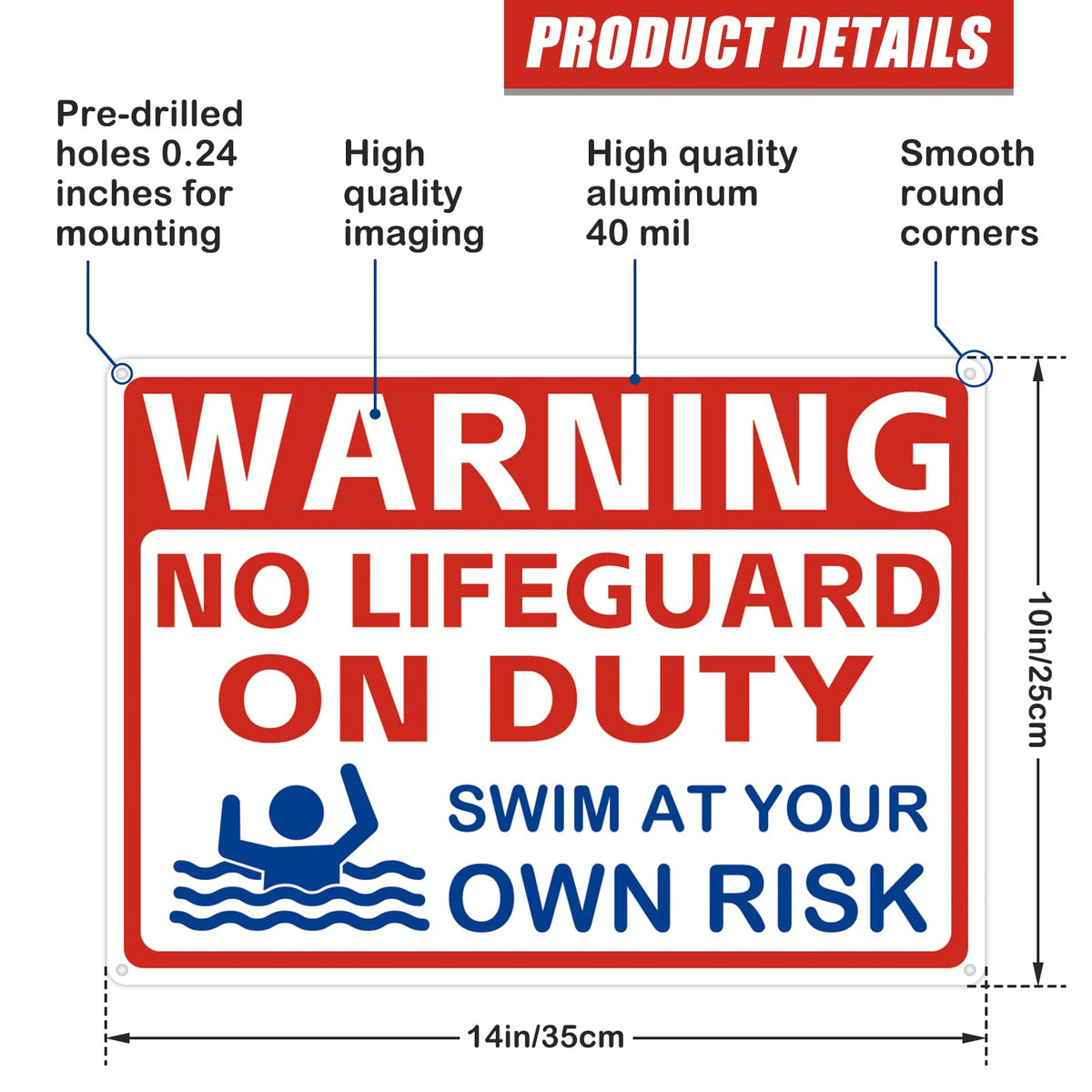 AzReference red-on-metallic-white sign improves visibility even in dim light.