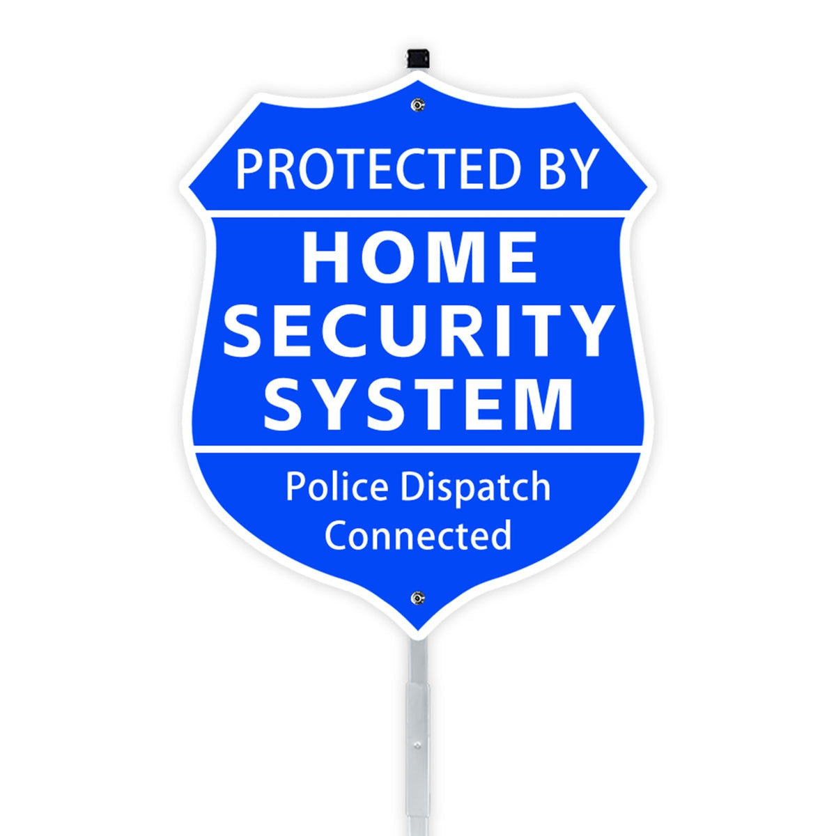 AzReference shield sign front view boosts curb appeal and deterrence in residential yards.