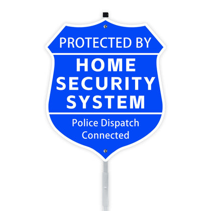 AzReference shield sign front view boosts curb appeal and deterrence in residential yards.