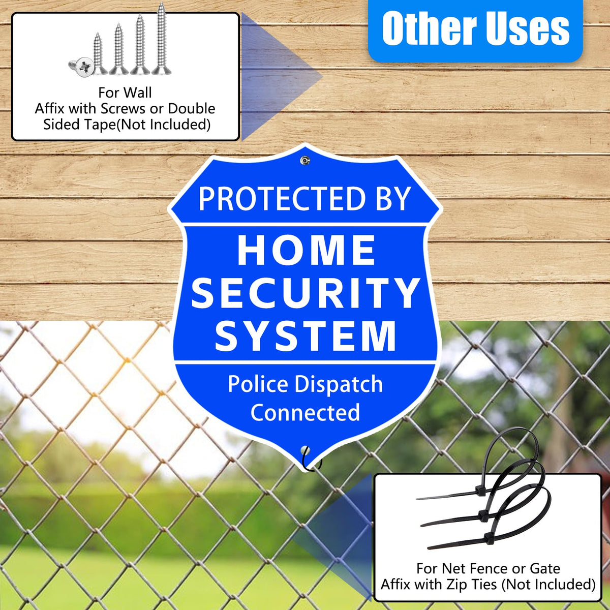 AzReference sign with stake installed in a lawn shows immediate outdoor security messaging.