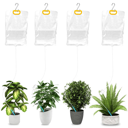 Azureblue 4Pcs self-watering system overview for easy plant care while away.