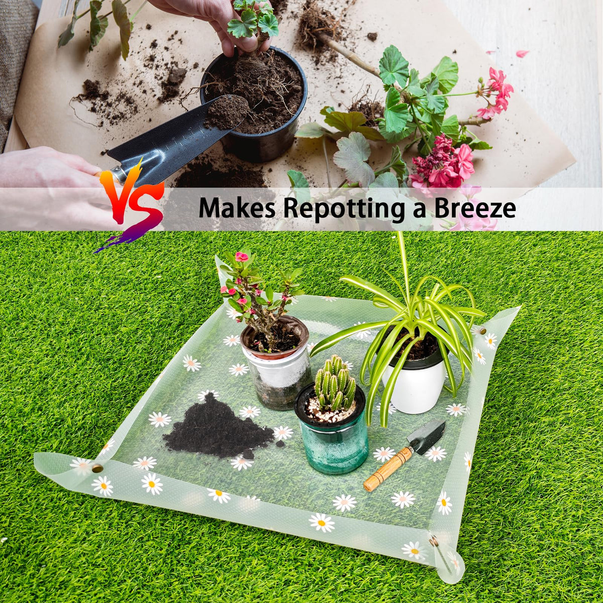 Azureblue foldable gardening mat shown rolled for easy storage.