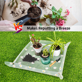 Azureblue foldable gardening mat shown rolled for easy storage.