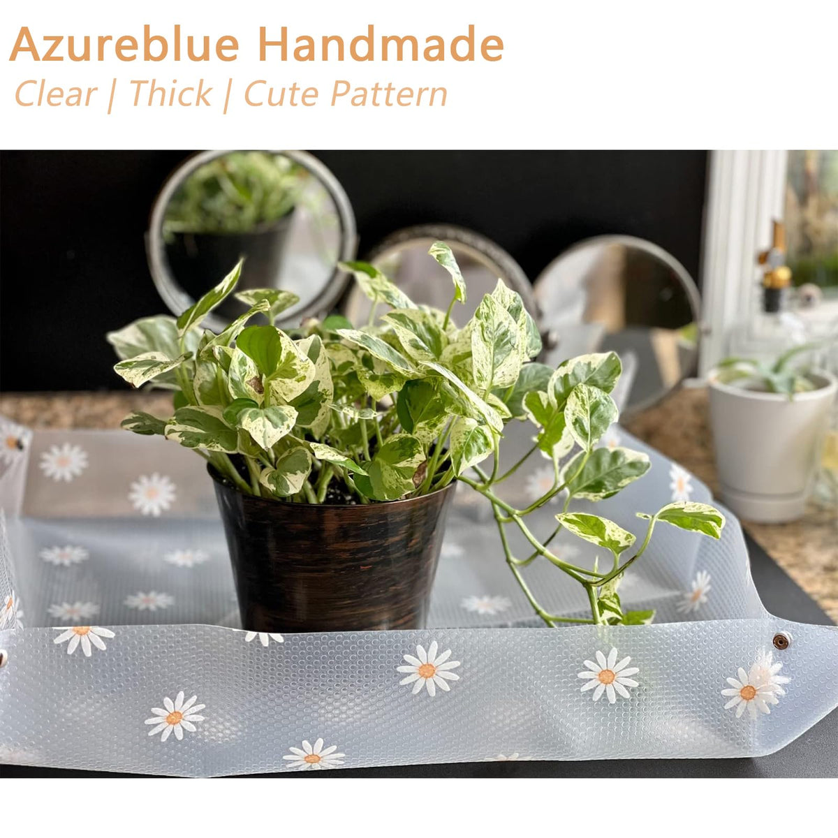 Azureblue snap-buckles keep soil contained during potting.