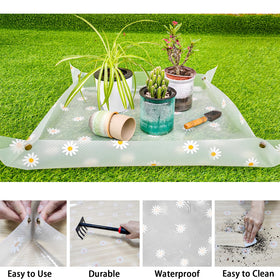 Azureblue waterproof indoor plant mat protects surfaces from spills during potting.