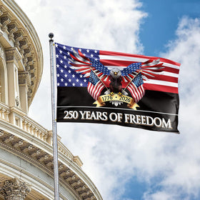 Azurtis 250th anniversary flag ready for indoor room wall or outdoor installation.