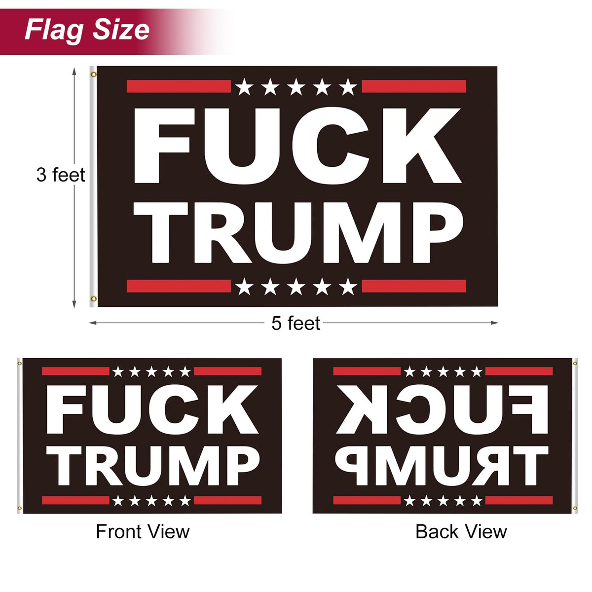 Azurtis Fuck Trump Flag outdoor hanging on pole demonstrates versatile placement
