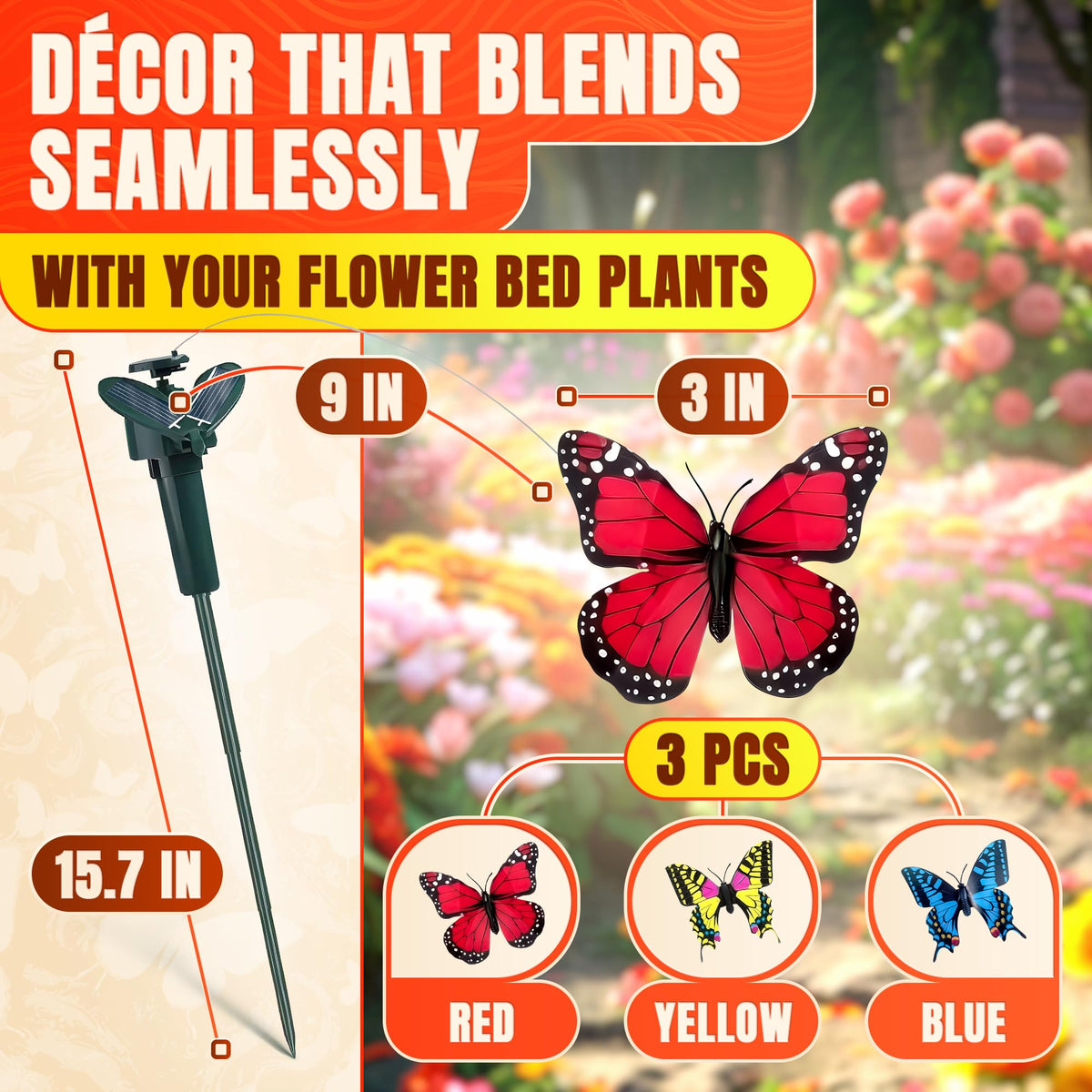 AZZORI three-color centerpieces stakes brighten garden displays