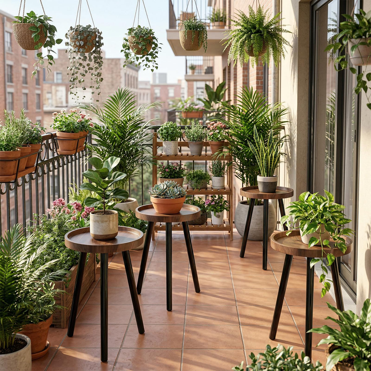 B Bamberg balcony-friendly plant stand adds stylish greenery to spaces.