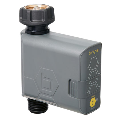B-hyve Smart Hose Timer front view showing weather-based watering control for efficient irrigation