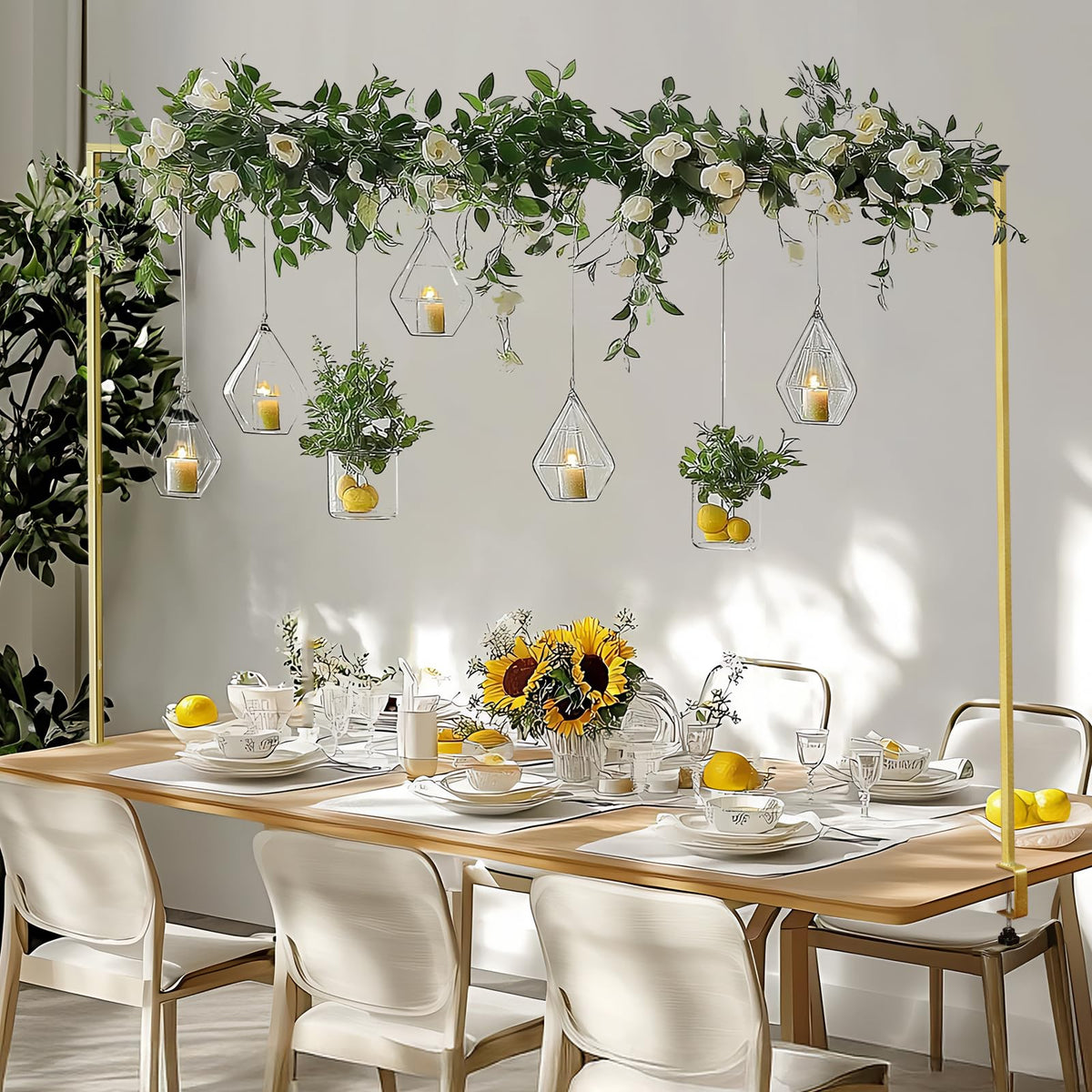 Babenest over-the-table rod stand gold clamps for elegant arch decor.