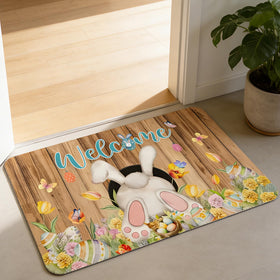 Babylounger Easter doormat on the front porch offers a durable, weather-ready welcome.