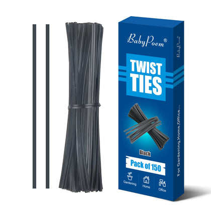 BABYPOEM Twist Ties 150pcs pack front view for versatile organization