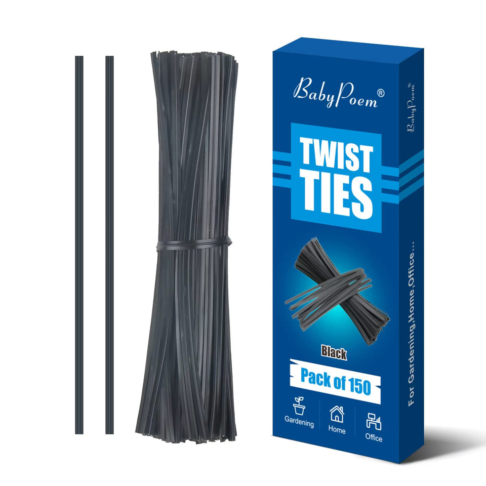 BABYPOEM Twist Ties 150pcs pack front view for versatile organization