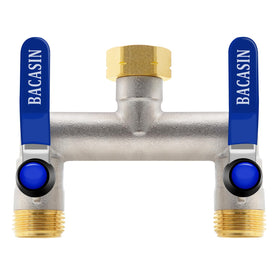 BACASIN brass garden hose splitter 2-way for reliable water distribution.