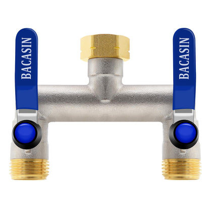 BACASIN brass garden hose splitter 2-way for reliable water distribution.