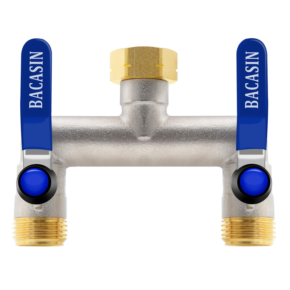 BACASIN brass garden hose splitter 2-way for reliable water distribution.