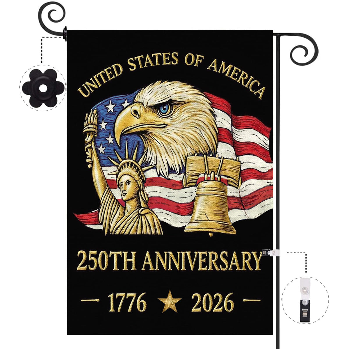Baccessor 250 Years garden flag with Statue of Liberty design for outdoor display