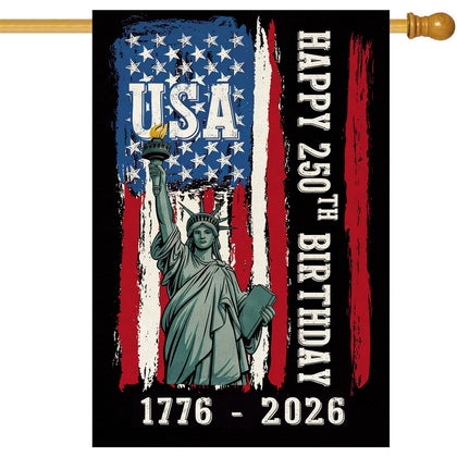 Baccessor 250 Years USA house flag front view ideal for welcoming guests outdoors