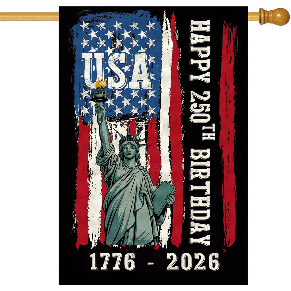 Baccessor 250 Years USA house flag front view ideal for welcoming guests outdoors