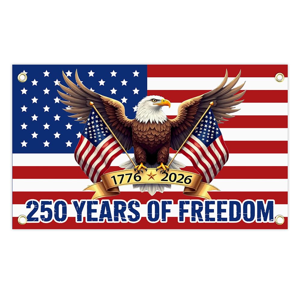 Baccessor 250th anniversary banner double-sided print visible from both sides.