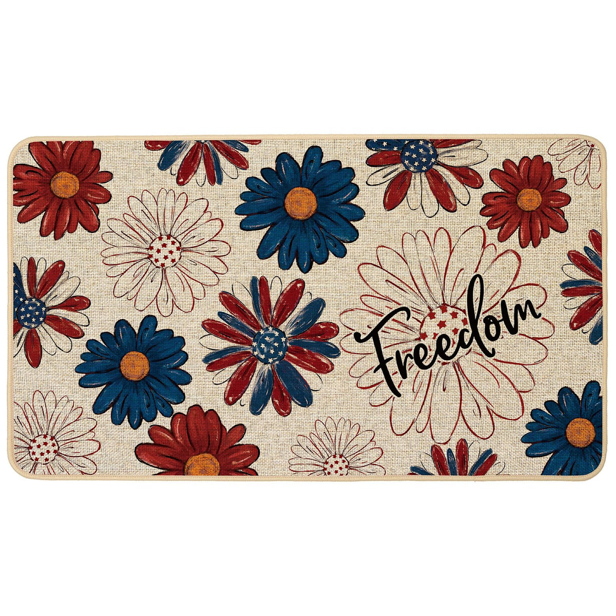 Baccessor 4th of July patriotic floral doormat for entryway with easy-clean surface.